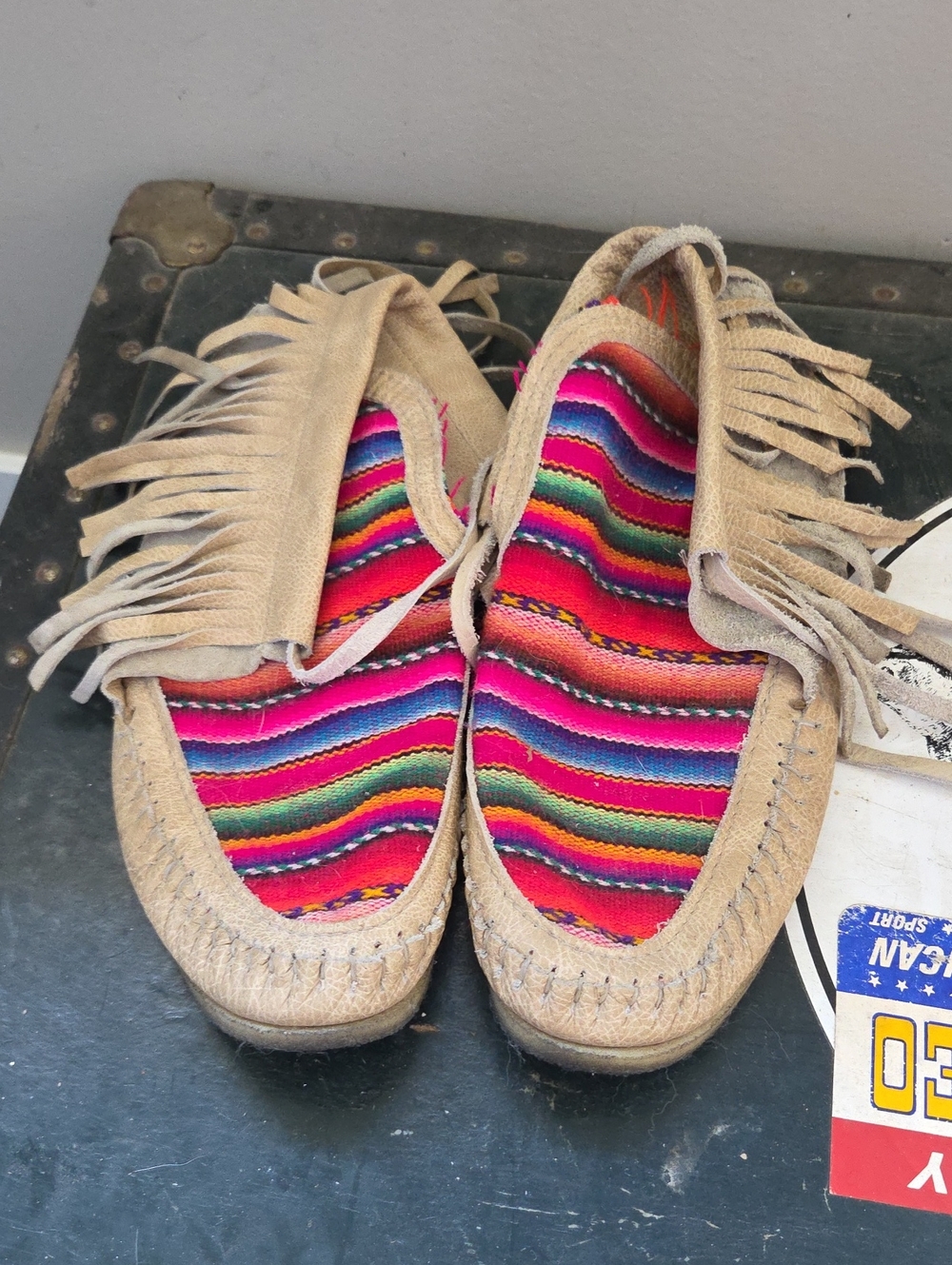 Women’s Fringe Moccasin Slip-On Shoes in Multicolor